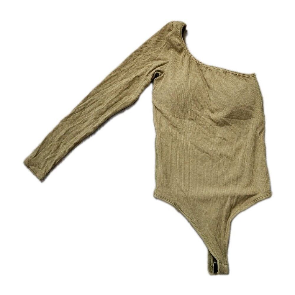 Klassy Network Ribbed One Sleeve Bodysuit Lined Snap Closure Stretch XS EUC